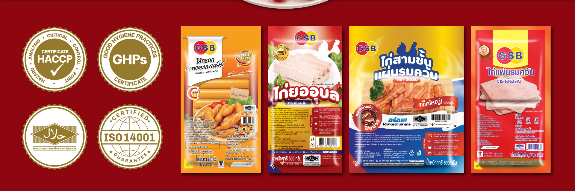 ผลิตภัณฑ์ไส้กรอก ไก่ยอ เบคอน และไก่แผ่น พร้อมมาตรฐานการผลิต